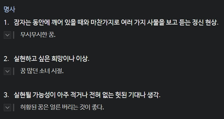 꿈 사전적 정의